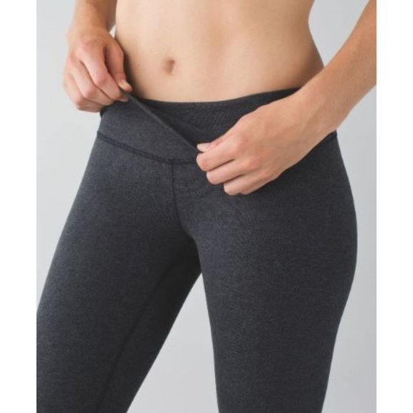 Lululemon Wunder Under Crop Roll Down Leggings Heathered Black Gray Sz 4 Cotton - Picture 3 of 11